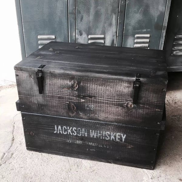 Boîte en bois Cargo Box Chest Table Boîte de rangement "Jackson Whiskey"