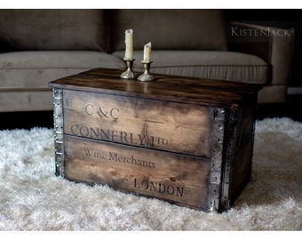 Caja de madera, caja de carga, cofre, mesa de centro "Connerly"