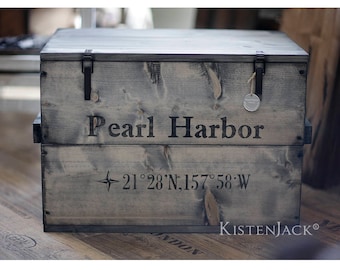 Wooden Box Cargo Box Chest Table Storage Box "Pearl Harbor"