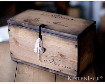 Coffret en bois coffret coffre table de rangement "Mariage" cadeau personnalisable pour mariage/anniversaire/naissance