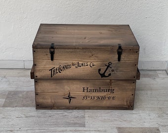 Wooden box cargo box chest table storage box "Hamburg"