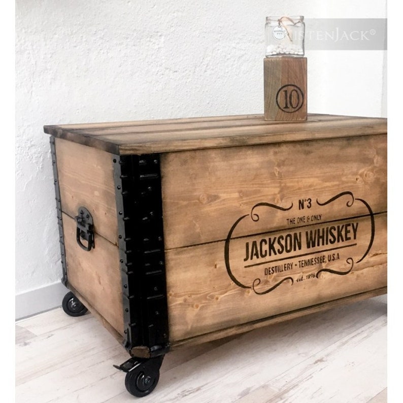 Wooden box cargo box chest table coffee table Jackson Whiskey image 6