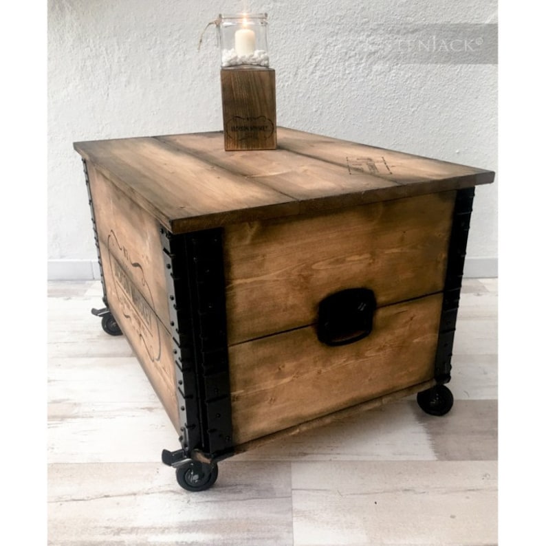 Wooden box cargo box chest table coffee table Jackson Whiskey image 3