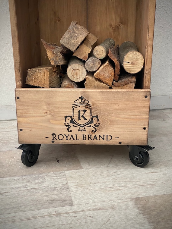 Caja de madera rústica con ruedas Caja de almacenamiento
