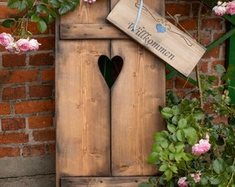 COTTAGE GARDEN shutter with wooden sign garden decoration