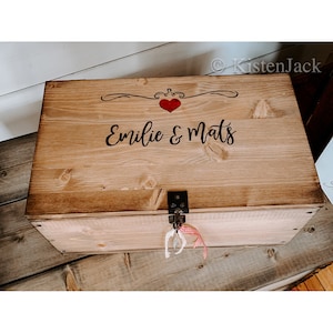 Scatola di legno scatola di carico scatola di vino scatola di immagazzinaggio "Cuore Rosso" personalizzabile anniversario di matrimonio regalo di San Valentino
