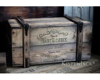 Chest Wooden Box Cargo Box Bench Coffee Table "Bordeaux"