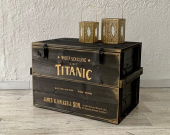 Wooden box coffee table coffee table cargo box chest table storage box "TITANIC"