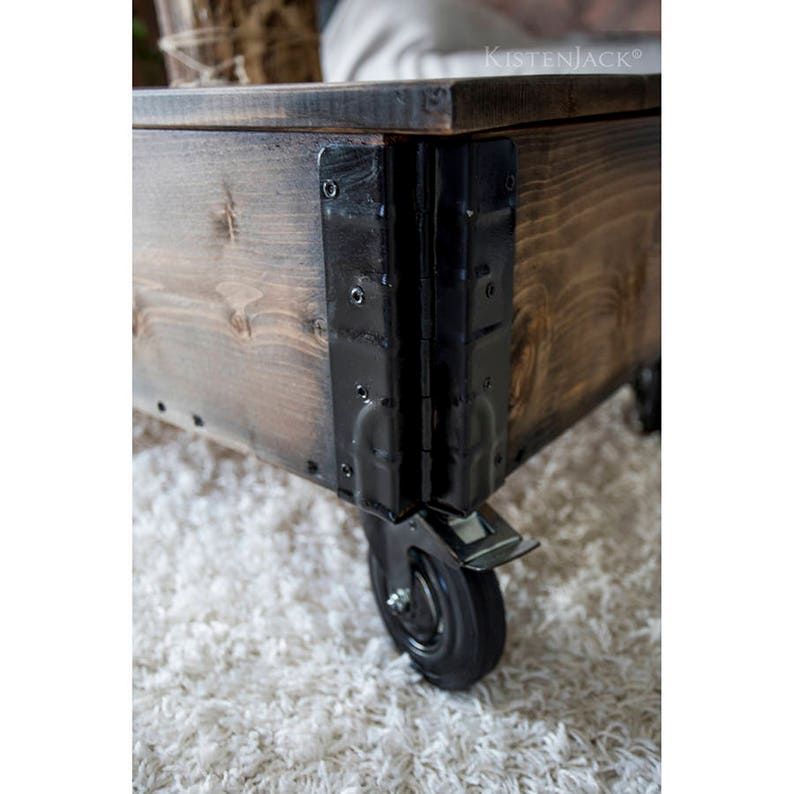 Coffee Table Wooden Box Cargo Box Wooden Chest With Rolls Etsy