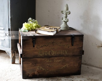 Wooden box cargo box chest table storage box "Bordeaux"