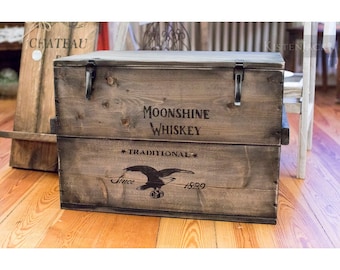 Wooden box cargo box chest table storage box "Moonshine"