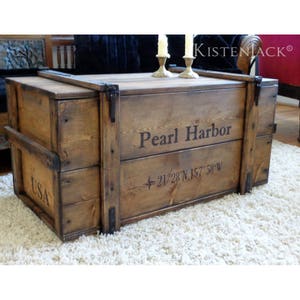 Chest Wooden Box Cargo Box Bench Coffee Table "Pearl Harbor"