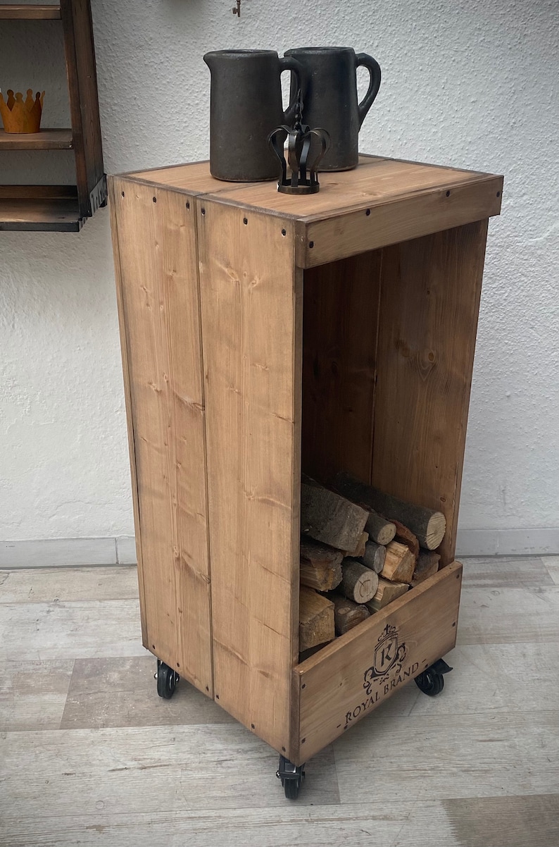 Firewood Box Firewood Shelf Firewood Storage on Rolls Etsy