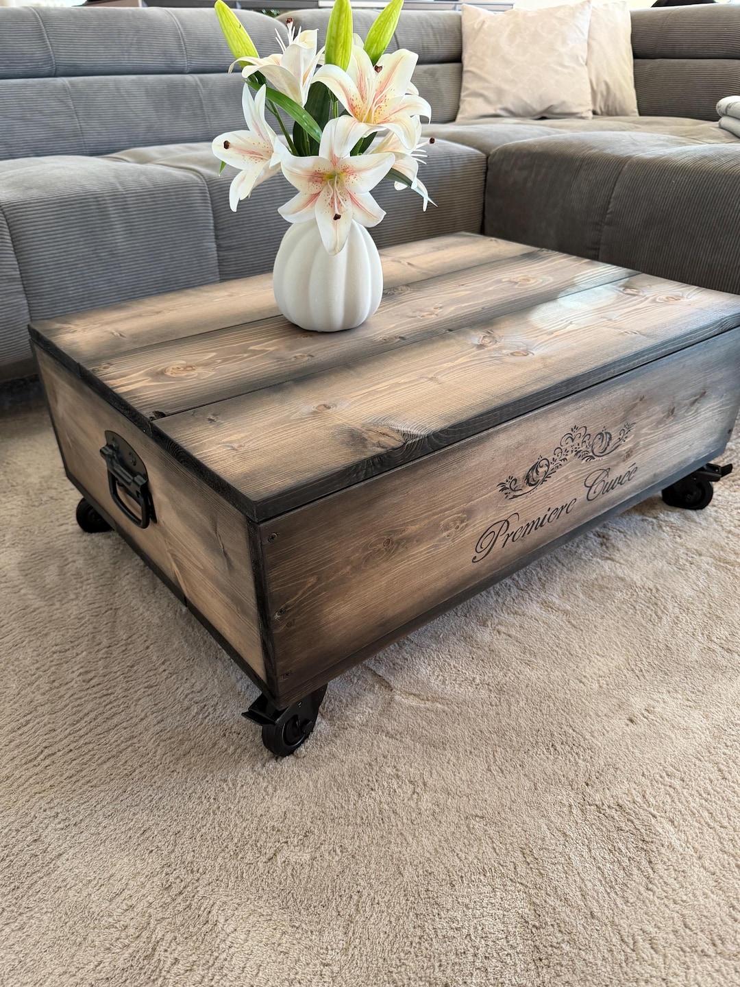 Vintage Living Room Table With Storage Function, Wooden Box, Wooden ...