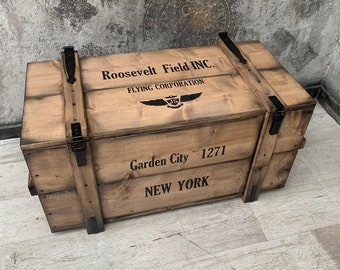 Chest wooden box cargo box bench coffee table “Roosevelt”