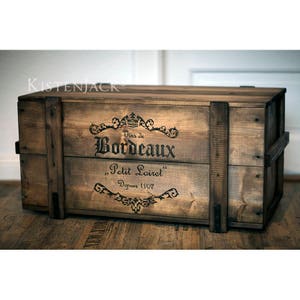 Chest wooden box cargo box bench coffee table Bordeaux image 1