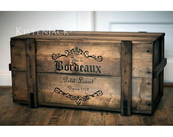 Truhe Holzkiste Frachtkiste Sitzbank Couchtisch "Bordeaux"