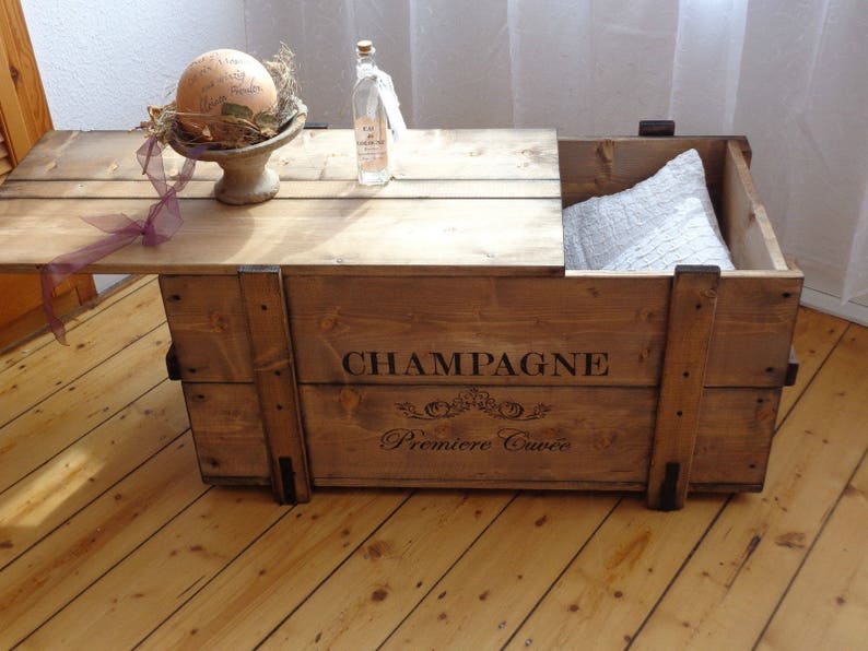 Tavolino da caffè panca in legno cassapanca Champagne immagine 4