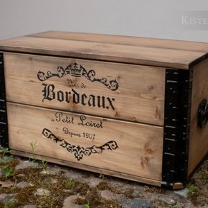 Wine box, wooden box, cargo box, chest, table, coffee table &quot;Bordeaux&quot;