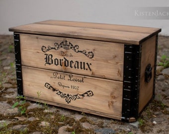 Wine box, wooden box, cargo box, chest, table, coffee table "Bordeaux"