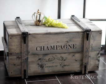 chest wooden box cargo box bench coffee table "Champagne"