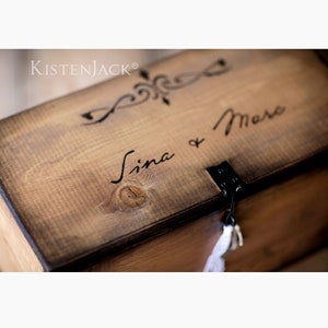 Holzkiste Holzbox Truhe Tisch Aufbewahrungsbox Wedding personalisierbar Geschenk zur Hochzeit/Jahrestag/Geburt Bild 3