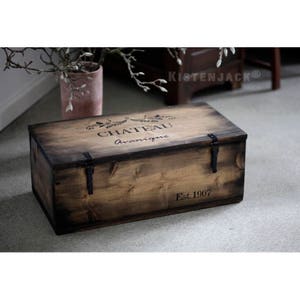 Wooden box cargo box wine box storage box "Chateau Avanique"