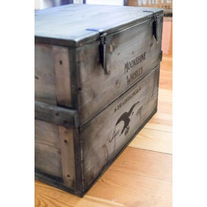 Wooden Box Cargo Box Chest Table Storage Box Moonshine image 3