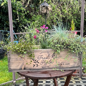 Kräuterkiste Kräutergarten Pflanzkasten HERBS  mit Gußeisengriffen, Garten, Blumen, Geschenk, Beet, Balkonkasten