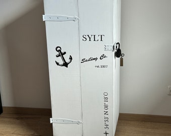 Cabinet, home bar, wooden box, anchor, freight crate, wooden chest "Sylt"