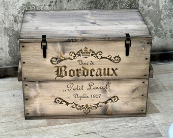 Wooden box, cargo box, chest, table, storage box "Bordeaux" coffee table