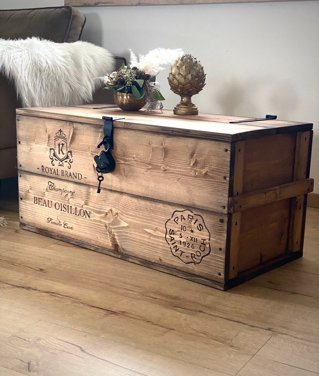 Chest Wine Box Wooden Box Cargo Box Bench Coffee Table 