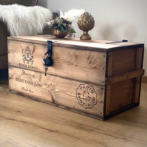 Chest wine box wooden box cargo box bench coffee table "Royal" coffee table