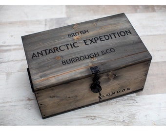 Holzkiste Frachtkiste Weinkiste Aufbewahrungsbox "Antarctic"