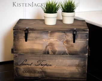 Wooden box cargo box chest table storage box "Saint Tropez"