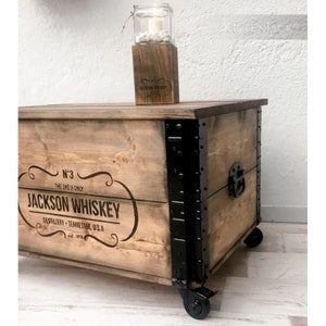 Wooden box cargo box chest table coffee table Jackson Whiskey image 5