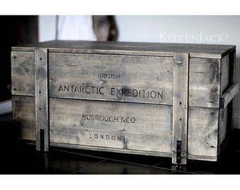 Truhe Holzkiste Frachtkiste Sitzbank Couchtisch "Antarctic"