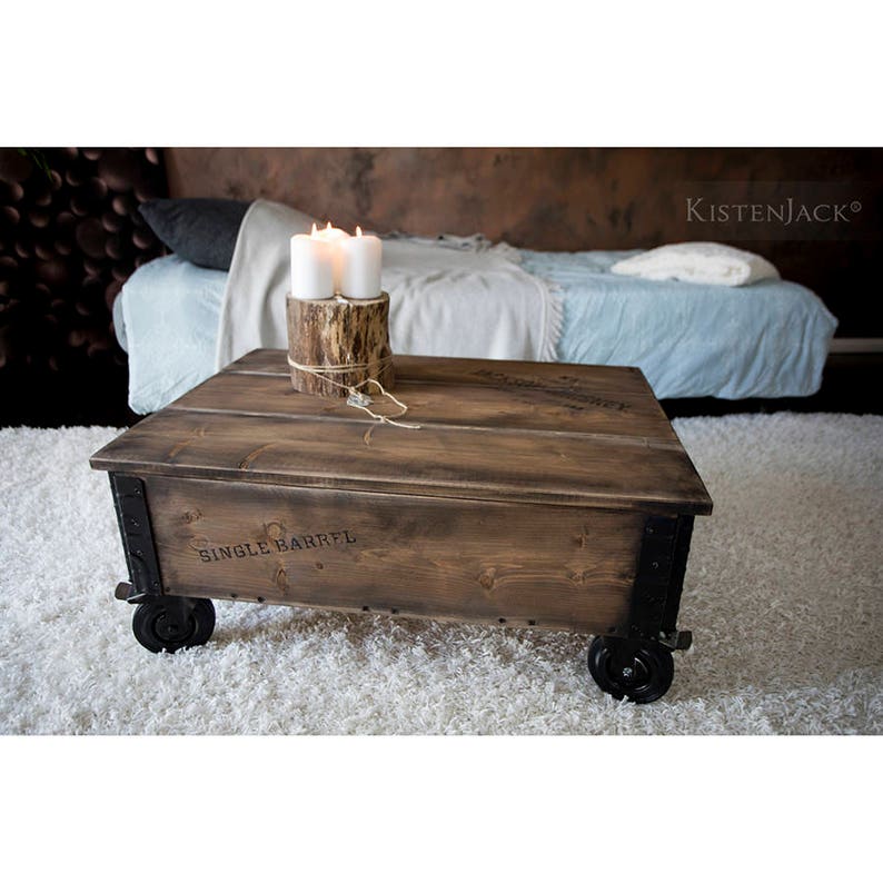 Coffee Table Wooden Box Cargo Box Wooden Chest With Rolls Etsy