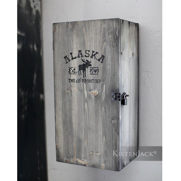 Armoire bar maison boîte en bois armoire suspendue coffre en bois « Alaska »
