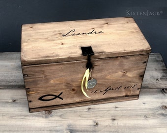 Wooden box, chest, table, storage box "Leandra" customizable, gift for confirmation/communion/anniversary/birth