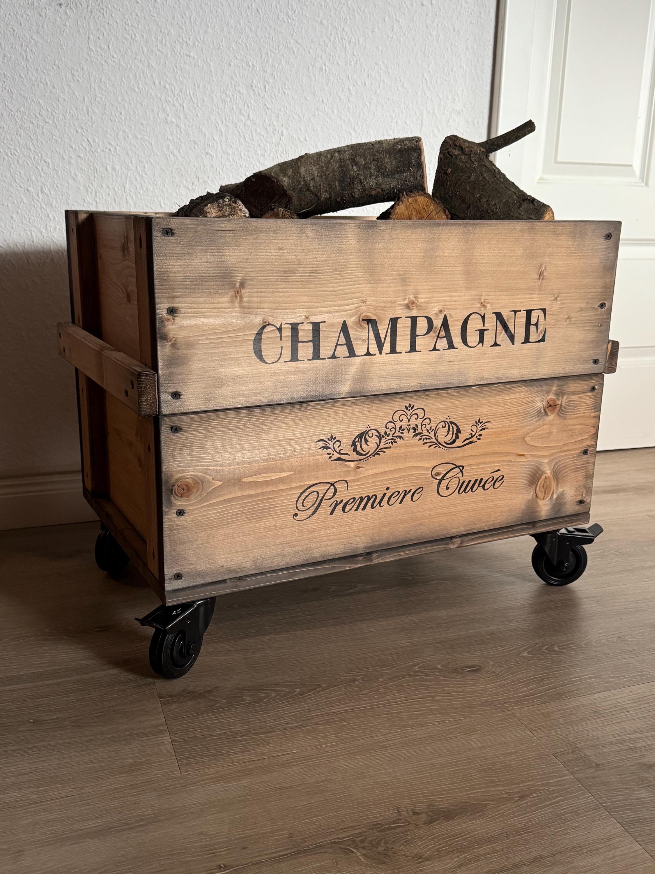 Vintage Holzkiste auf Rollen Weinkiste Kaminholzkiste Holzkiste Aufbewahrungsbox