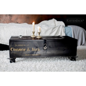 Coffee table wooden box cargo box wooden chest with wheels &quot;Connor & Jack&quot;