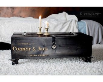 Coffee table wooden box cargo box wooden chest with wheels “Connor & Jack”