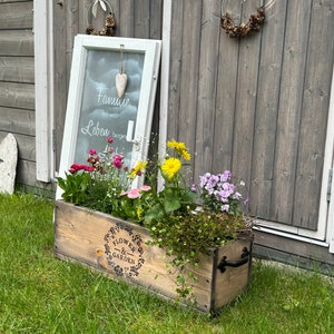 Pflanzkasten FLOWER & GARDEN  mit Gußeisengriffen, Garten, Blumen, Geschenk, Beet, Balkonkasten