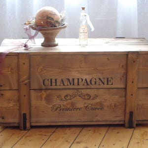 Chest wooden box cargo box bench coffee table “Champagne”