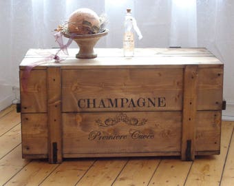 Coffre en bois caisse cargo banc table basse « Champagne »