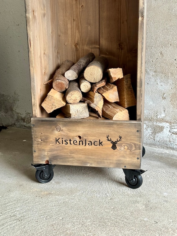 Firewood Box Firewood Shelf Firewood Storage on Wheels - Etsy Canada