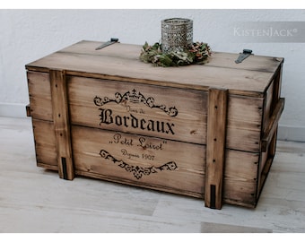 chest wooden box cargo box bench coffee table "Bordeaux"