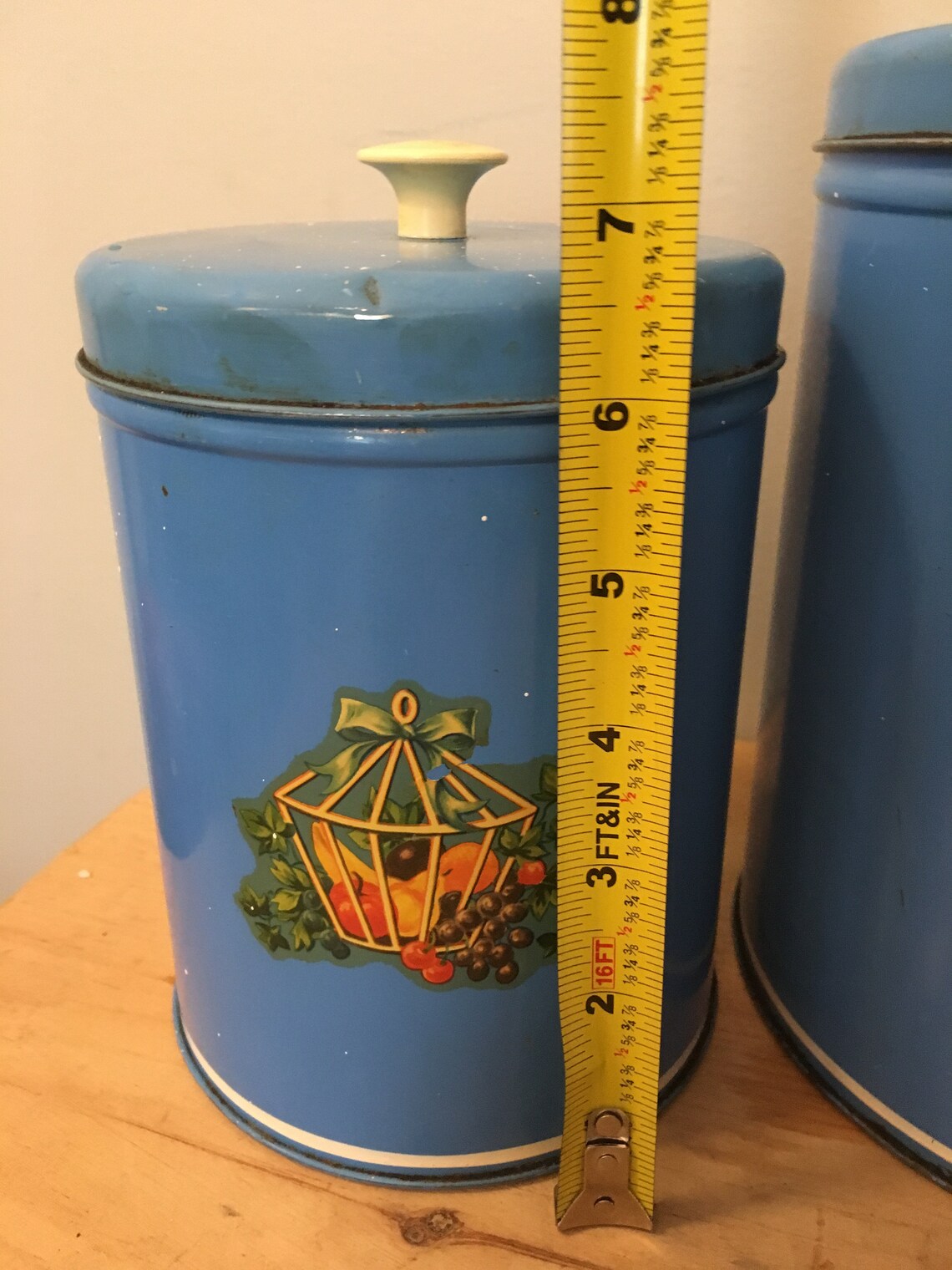 Vintage Metal Blue Canisters with Lids Set of Four 4 from Etsy