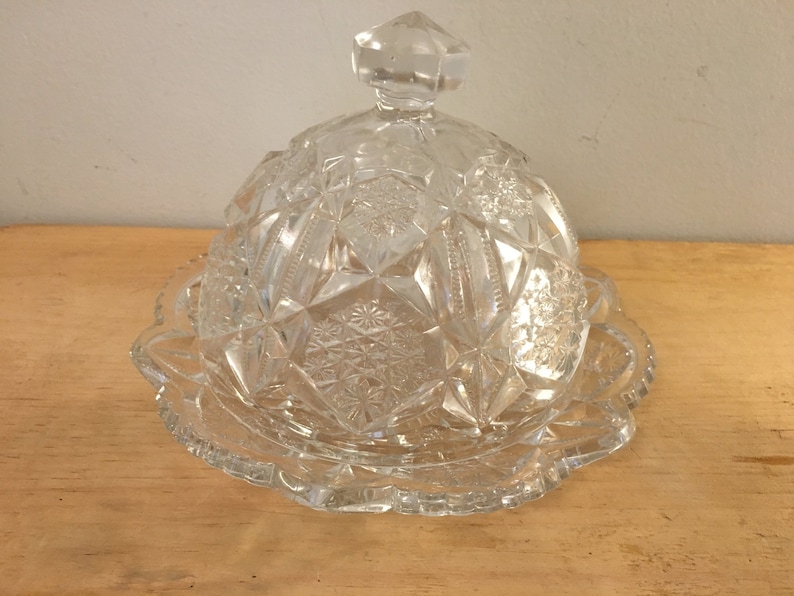 Brilliant Cut Glass Large Dome Covered Butter Dish Cheese Etsy